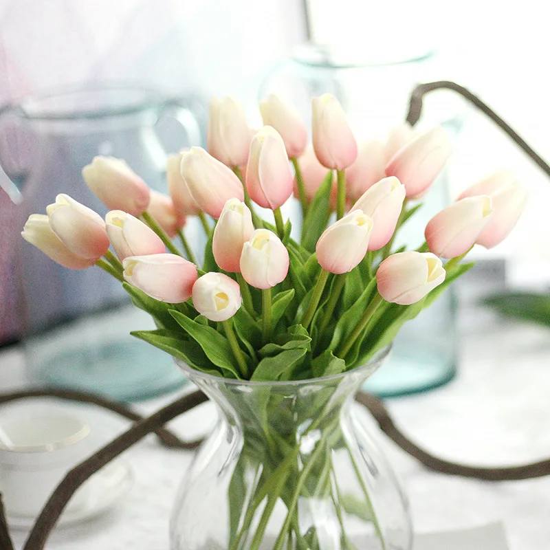 1PC PU Tulip Artificial Flower Real Touch Mini Tulip Home Wedding Decoration Flower