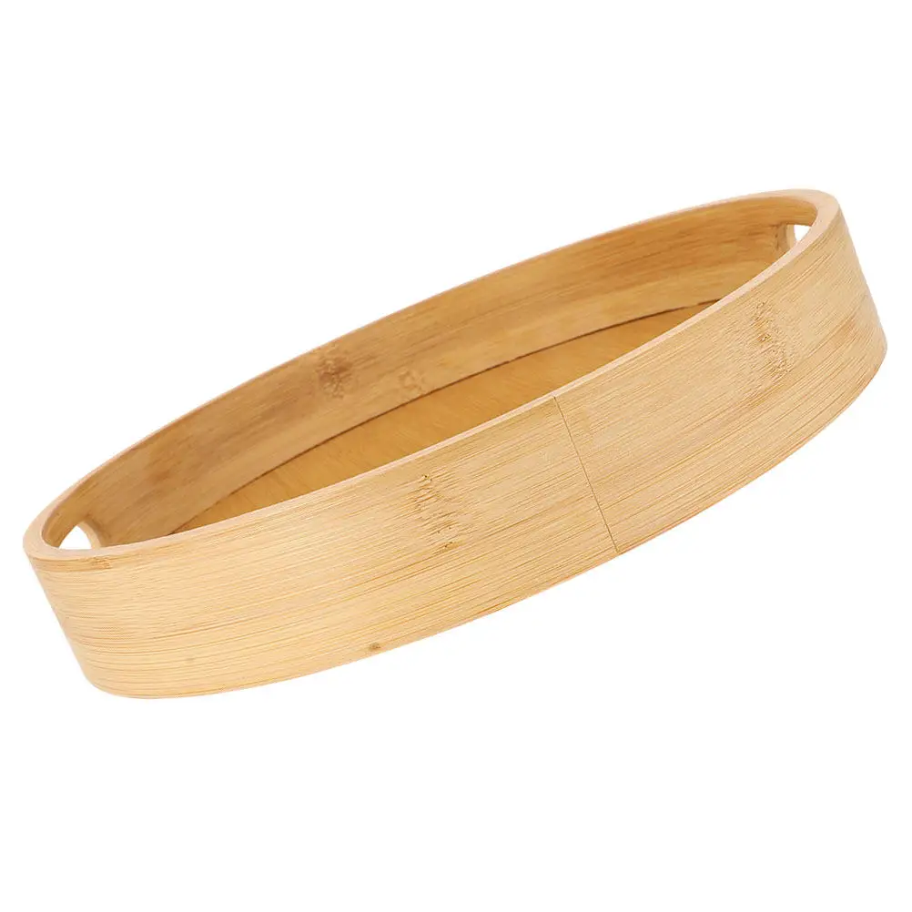 

Bamboo Round Serving Tray Exquisite Smooth Finish Food Tea Tray for Family Gatherings Bars Hotels Breakfast Desserts Nuts Fruit