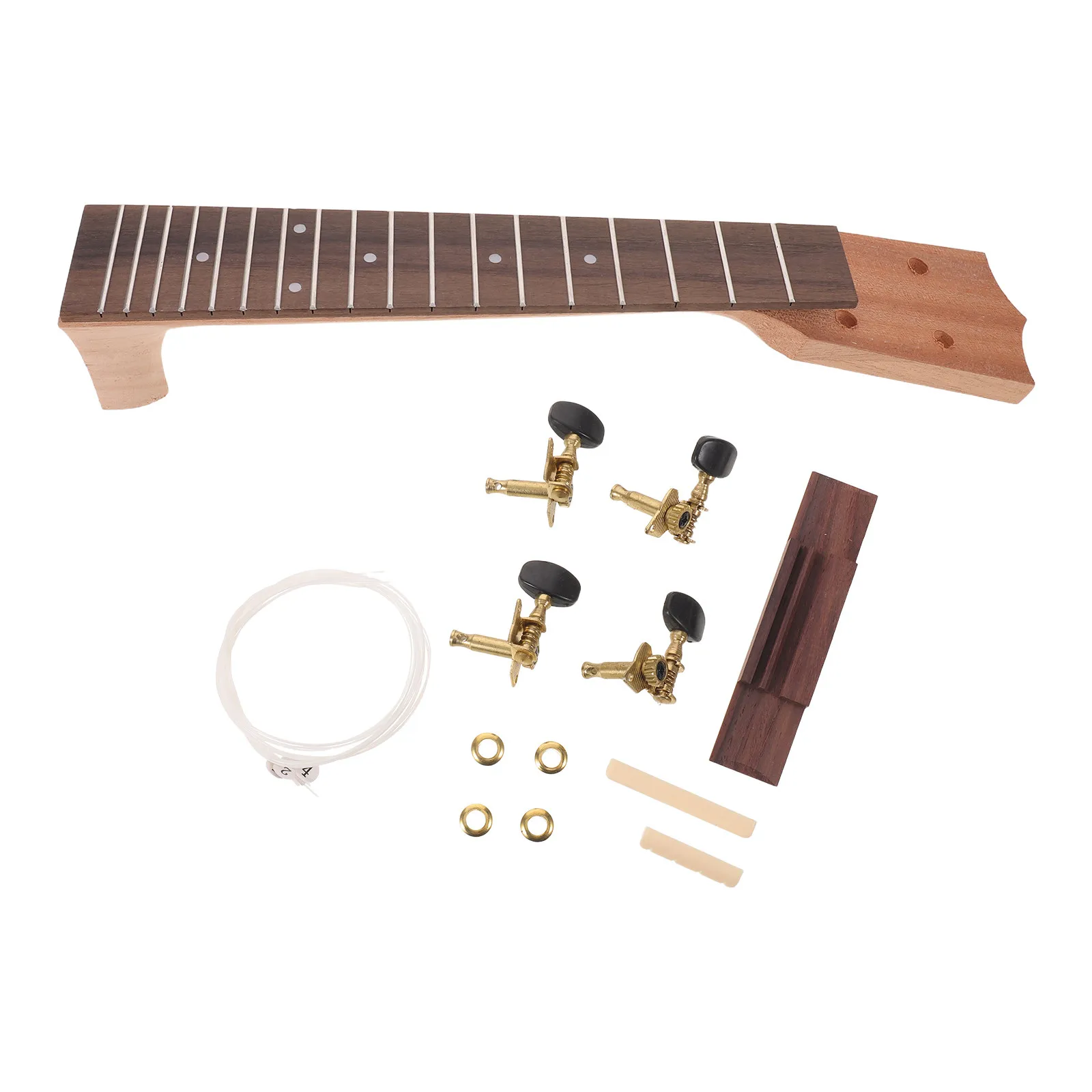 1 Conjunto de Kit de Braço de Ukulele com Escala de Madeira, Peças de Reposição para Ukulele Soprano, Concerto e Tenor de 23 Polegadas, para Montagem, Reparo e Construção DIY