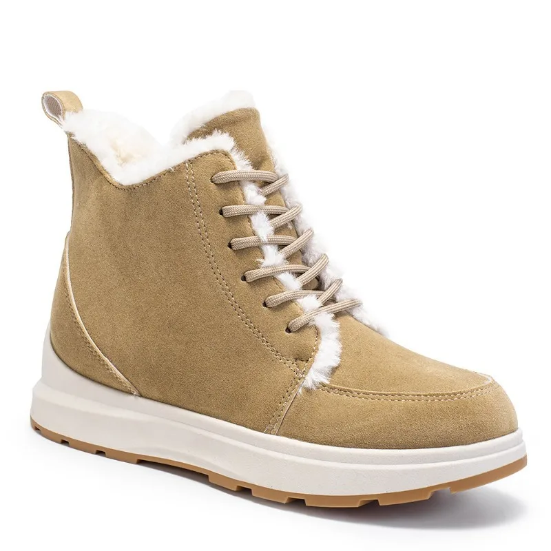 Botas casuais de neve com zíper lateral quente para mulheres, sapatos de plataforma, luxuoso, antiderrapante, monocromático, calçado feminino, inverno, novo, 2022