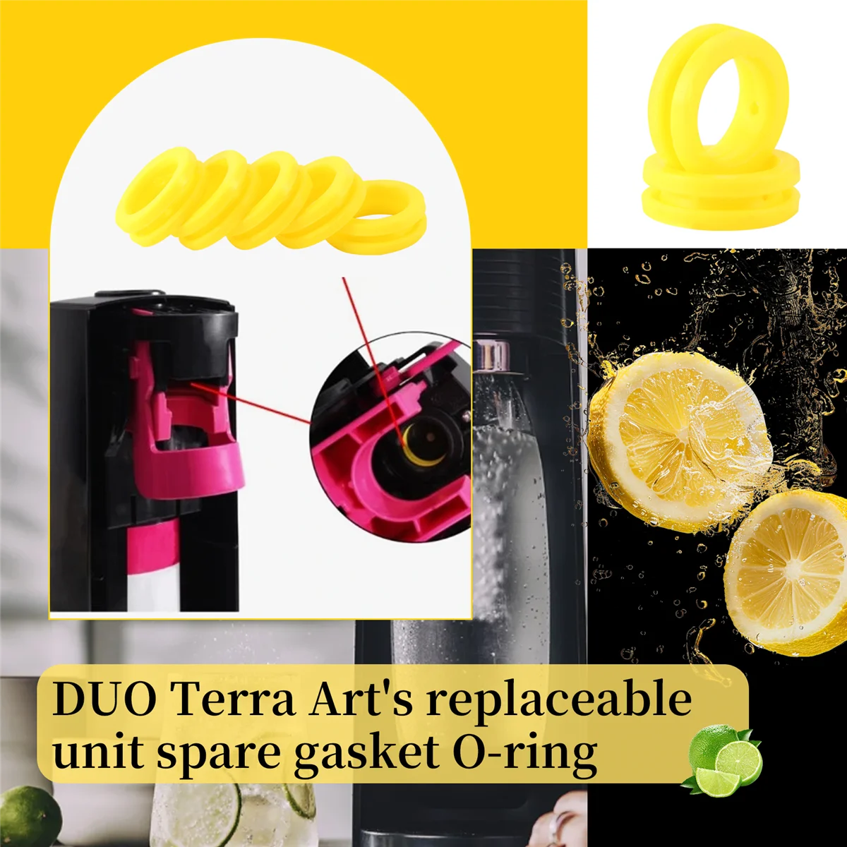 O Rings Soda Machine Co2 Cylinder Exchange Carbonator Gaskets 5Pcs, Gaskets Ring for New Soda Maker & Pink Cylinder-LITE