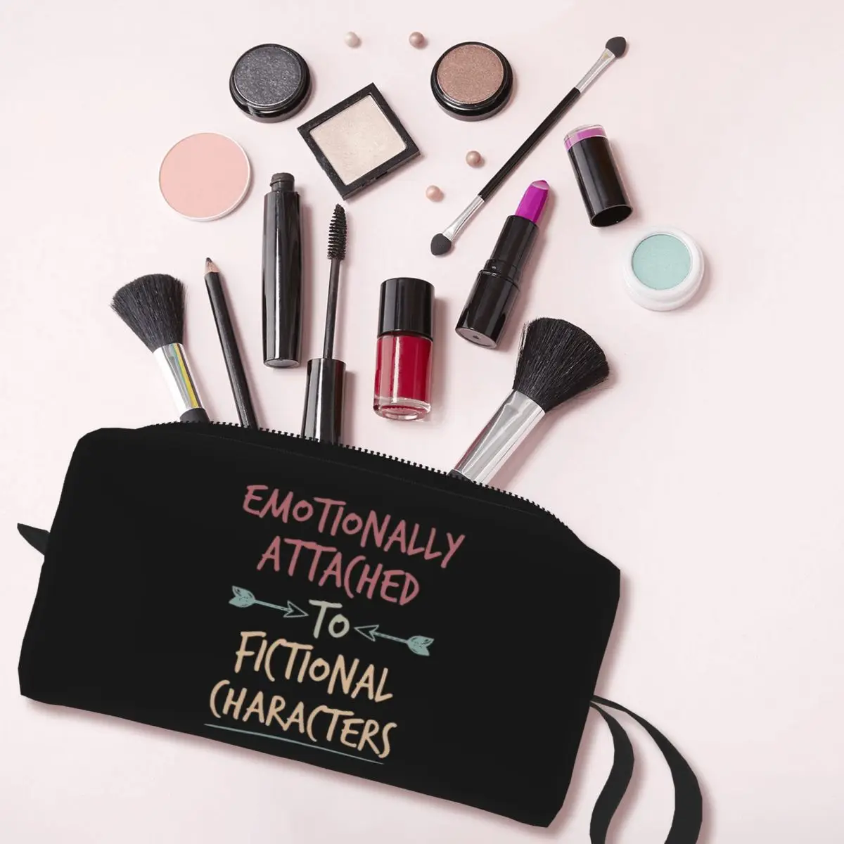 Emotionally Attached To Fictional Characters Makeup Bag Cosmetic Organizer Storage Dopp Kit for Women Beauty Travel Pencil Case