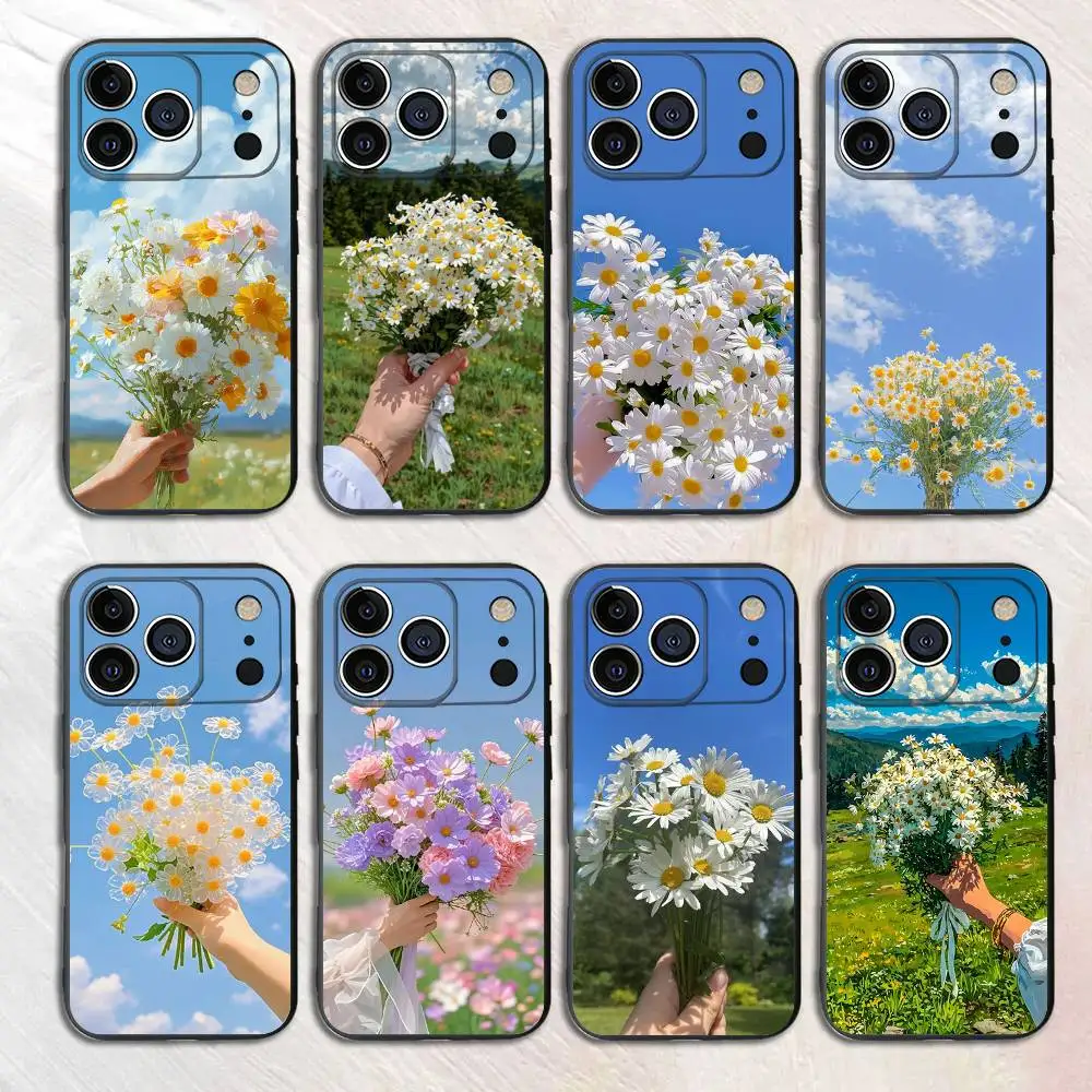 

Beautiful Daisies Silicone Soft Phone Case For iPhone17,16,15,14,13,12,11 Pro Max Plus mini XS XR SE Cover