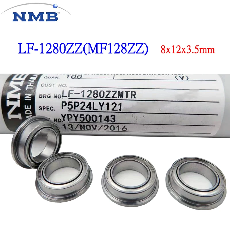 20PCS/50PCS/100PCS NMB LF-1280ZZ Flange Bearing LF-1280 MF128ZZ MF128 High Speed Flanged Ball Bearing 1280ZZ 8x12x3.5mm