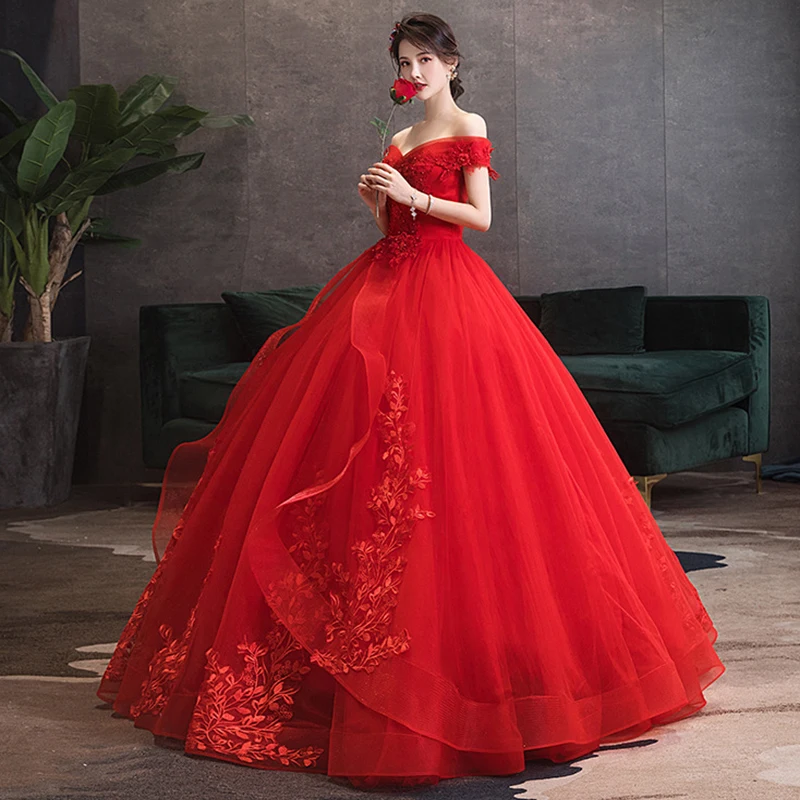 Red Off Shoulder Quinceanera Dresses 2025 Ball Gown Tulle Lace Flowers Formal Party Evening Sweet 18 Vestidos Elegant Prom Dress