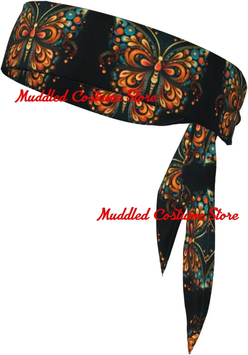 

Винтажный спортивный платок в форме бабочки с рисунком, поглощающая пот повязка на голову, подходит для тенниса, волейбола