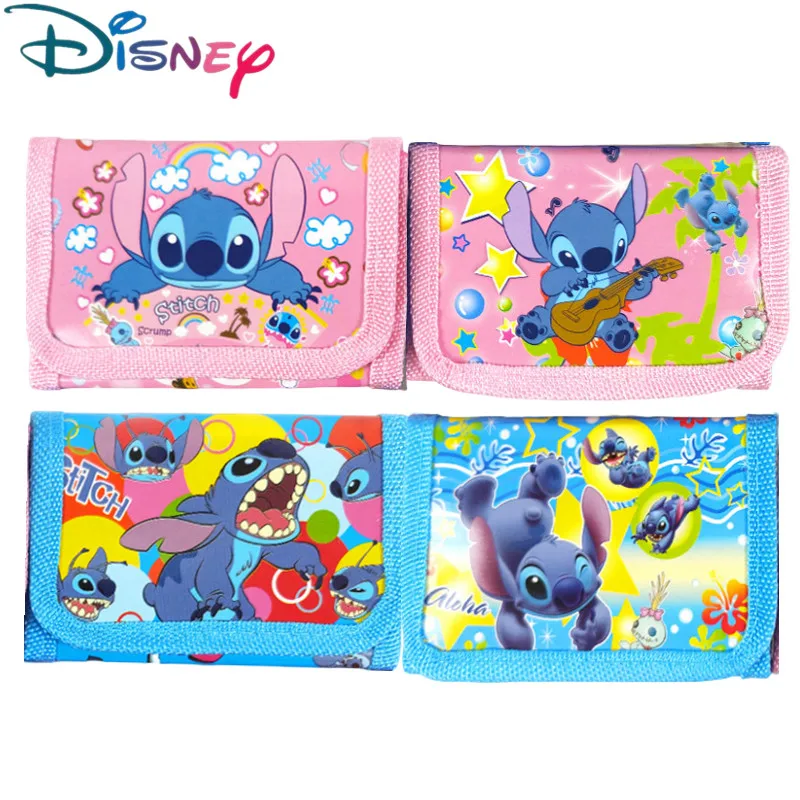 Cartera de Anime Radom one Disney Stitch para niños, monedero corto Kawaii de Mickey Mouse, monedero de dibujos animados, regalos de fiesta de navidad