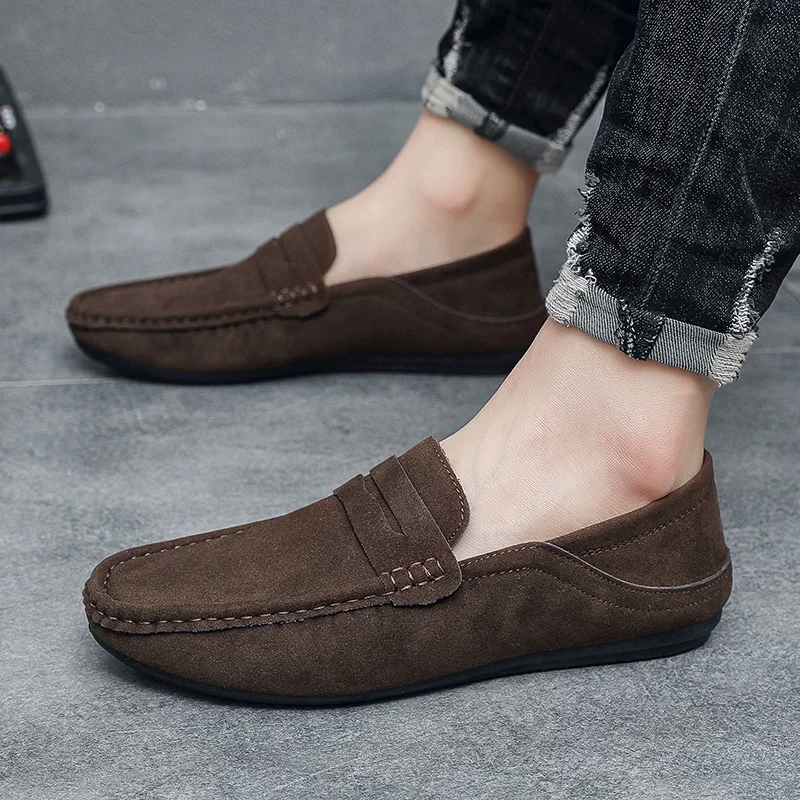 New Spring  Autumn Men's Single Shoes Trendy Suede One Step Lazy Shoes Matte Spirit Young Men's Casual Leather Shoes
