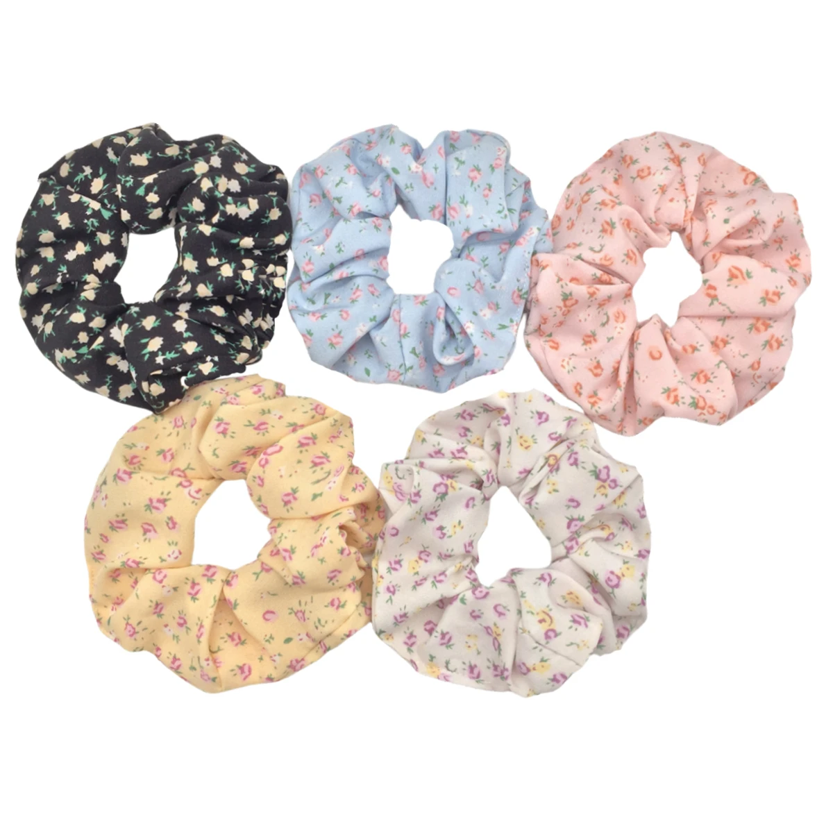 6/5/4PCS/set Sweet Cute Print Floral Scrunchies For Women Stretch Hair Accessories Elastic Rubber Band Rope Headwear