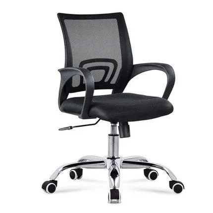 Ergonomic Mesh Swivel Chair With Chrome Metal And Fixed Armrests For Office Training Conference Household Use