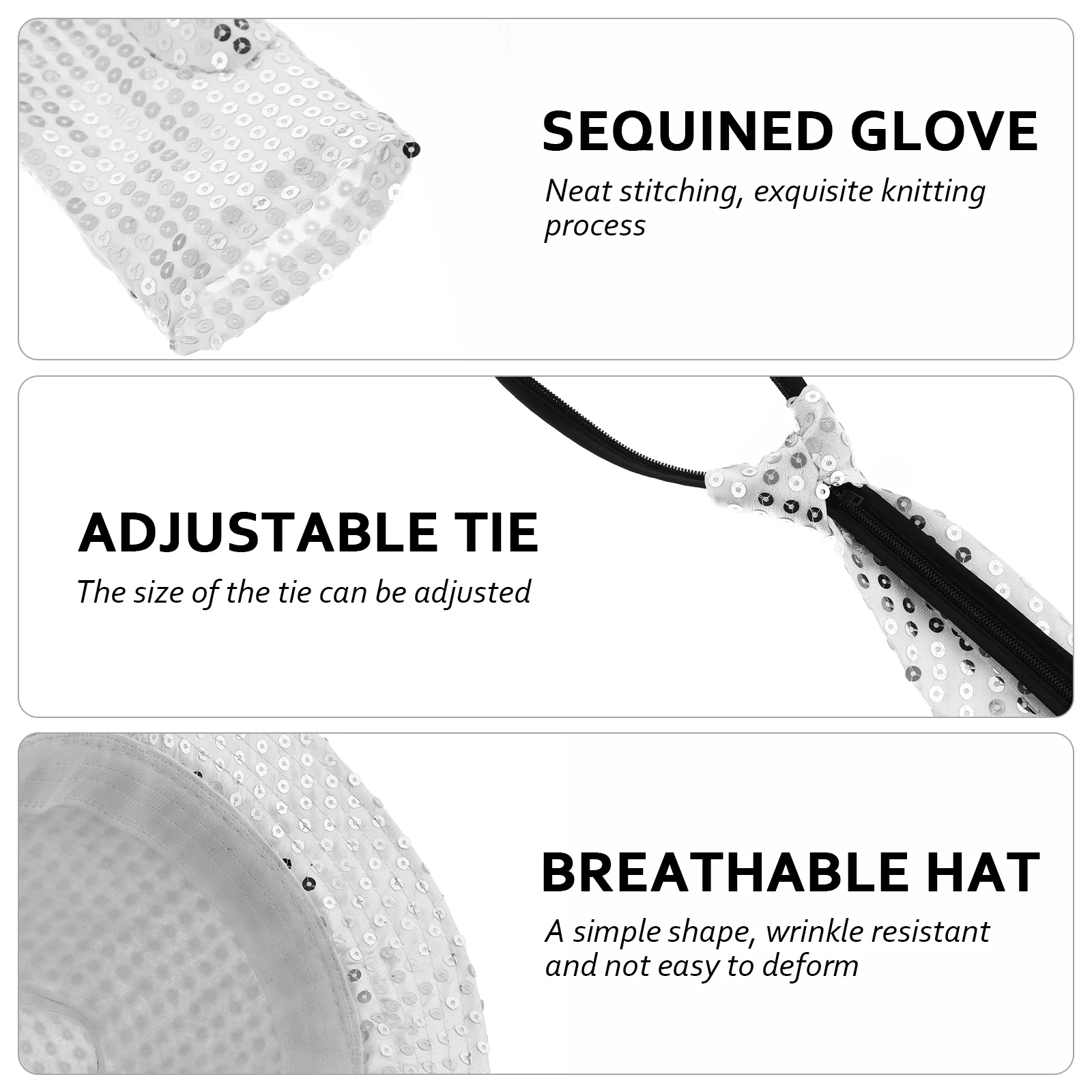 مجموعة واحدة من ملابس رقص الجاز تتضمن قفازات قبعة وربطة عنق وتصميم ترتر لامع لإكسسوارات أزياء الحفلات لأداء المسرح