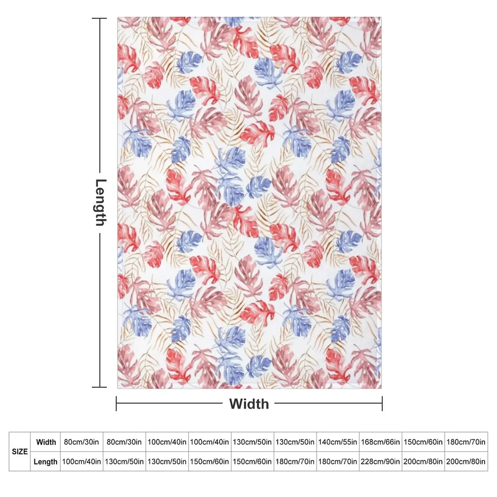 Hawaiian design with tropical fern leaves Throw Blanket Sofa Quilt Thin Thermals For Travel Beach Blankets