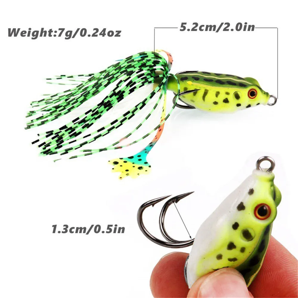 

Topwater Frog Lure 6.5g Soft Tube Bait with 3D Eyes Fishing Hooks Ray Frog Plastic Artificial Bait for Bass Fishing