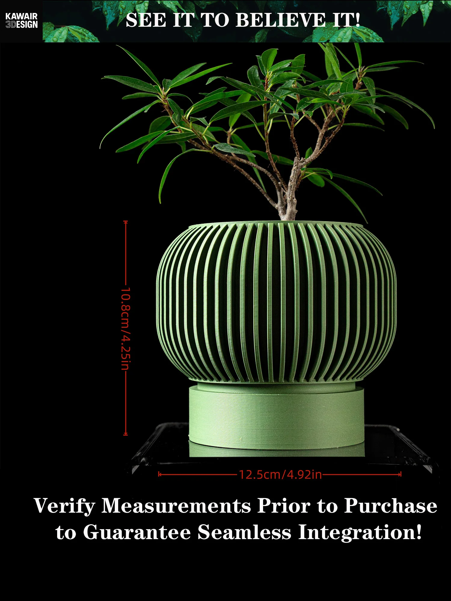 أصيص نباتات عصري بسيط مطبوع ثلاثي الأبعاد - أصيص زهور قابل للتحلل الحيوي لديكور المنزل، هدية مستدامة صديقة للبيئة (Yuso) #5