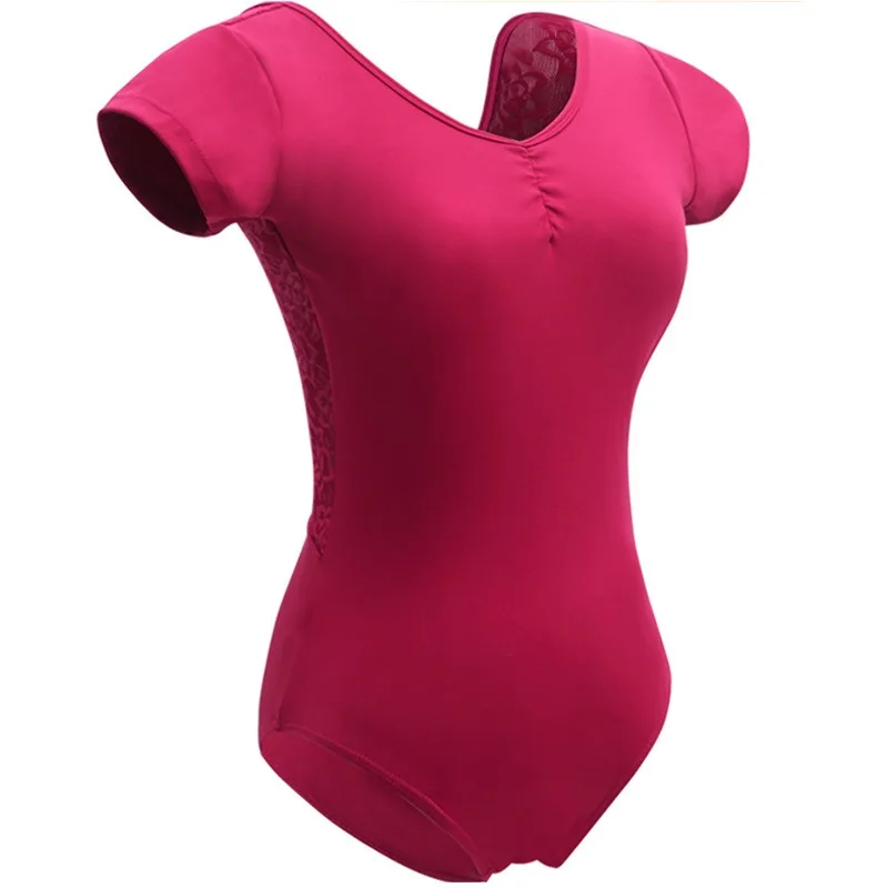 Aangepaste balletdanskostuum volwassen gymnastiek bodysuit eendelige kanten backless yoga training Chinese danskleding