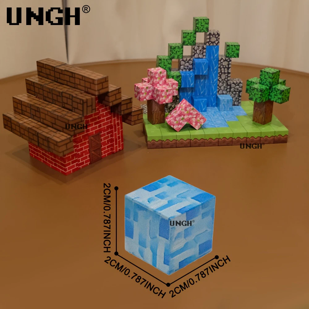 UNGH 100-400 قطعة اللبنات المغناطيسية مونتيسوري الجذعية ألعاب حسية تعليمية للألغام العالم الاطفال المغناطيس لغز صبي الفتيات
