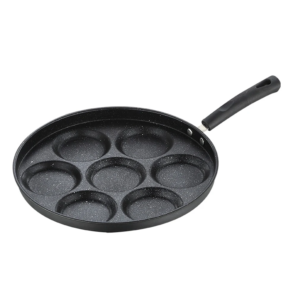 

Cast Iron Pancake Pan with 7 Wells Designed for Use on Multiple Cooking Surfaces Including Oven and Grill Comes with Recipe