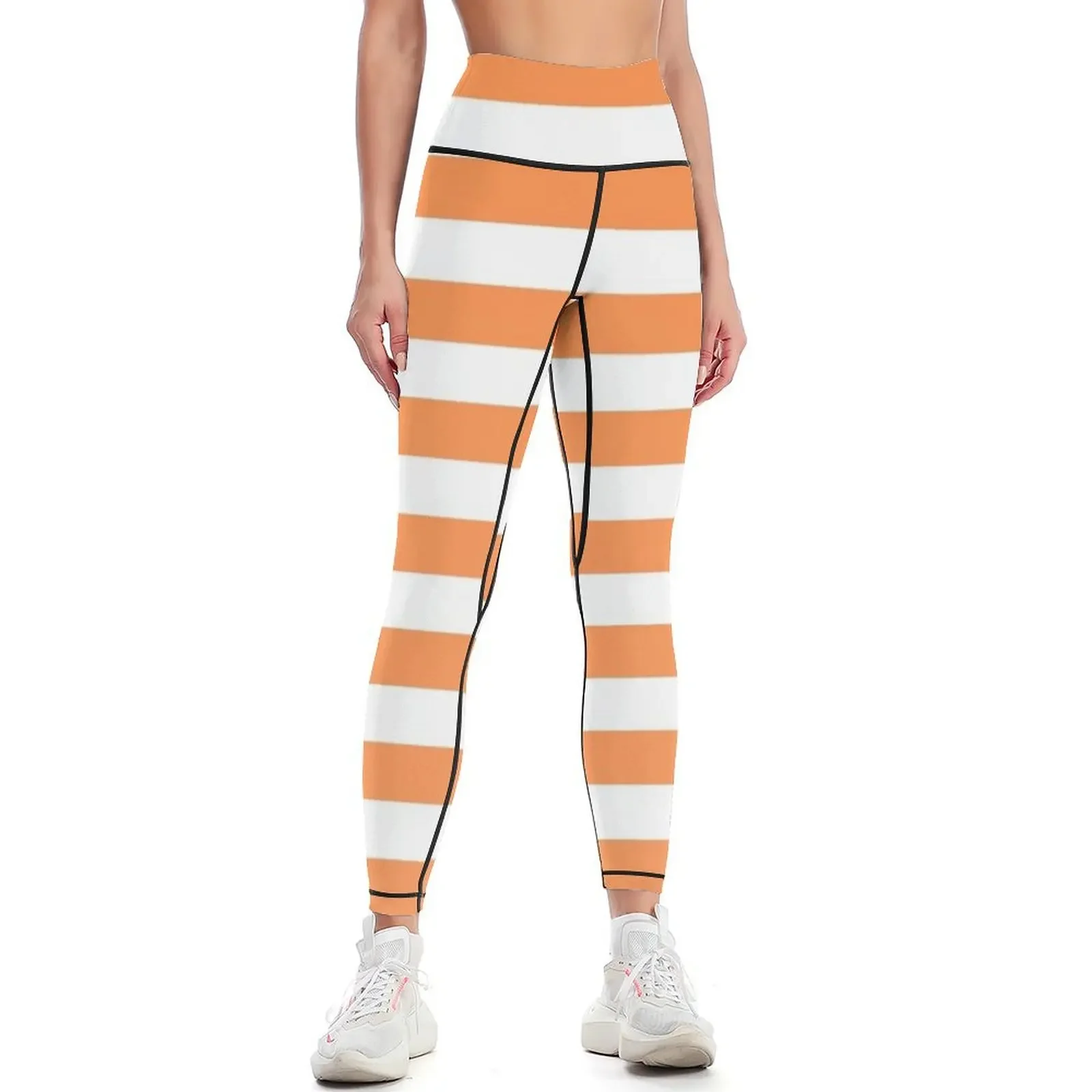 

Horizontal Lines | Orange and White Leggings Women sports Women's trousers sports for Womens Leggings