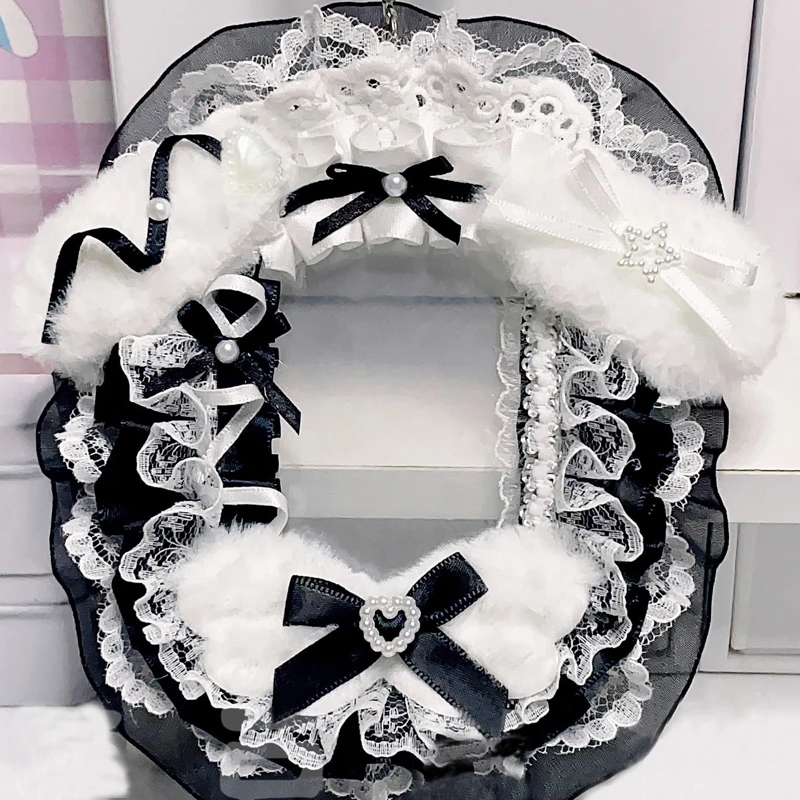 1Pc Lace Black Bow Photo Card Holder, Anime Cartoon Game Character Acg Card Display, Manga Celebrity Fan Support Mag Fan Circle Small Card Otaku Ita Bag Decoration Card Holder