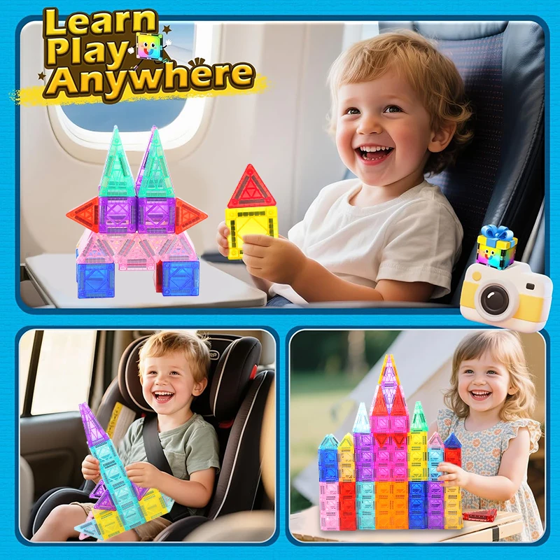 مجموعات بناء مكعبات البناء المغناطيسية لمدة 3 سنوات فما فوق الأطفال بنين بنات DIY ألعاب تعليمية مونتيسوري هدية
