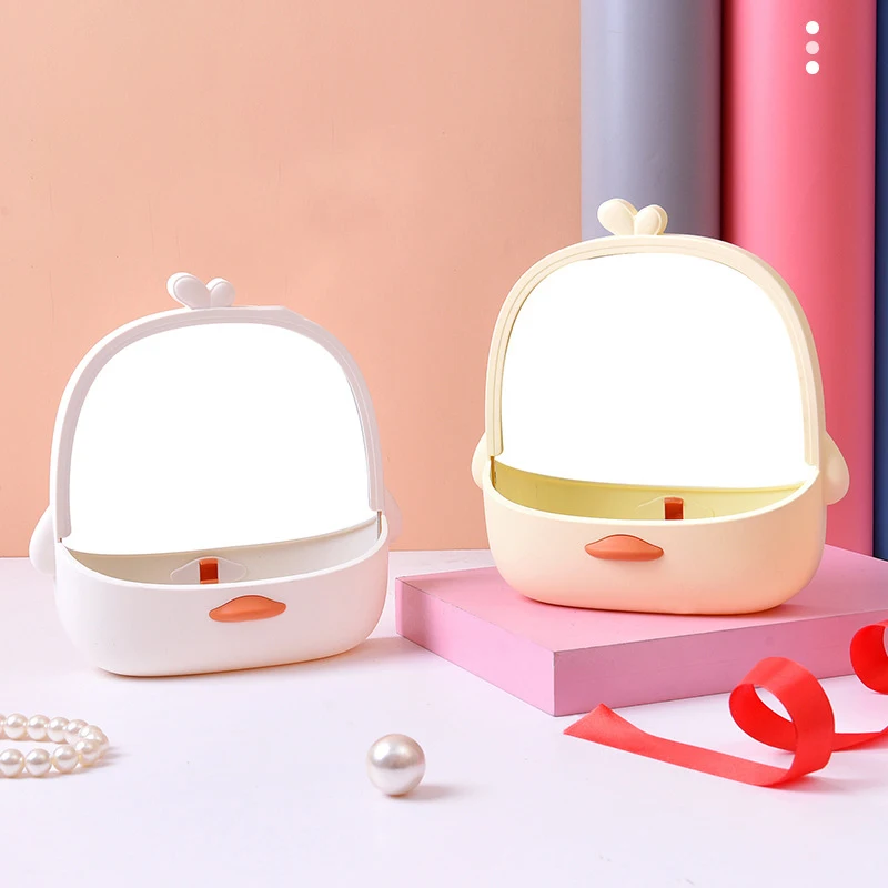 Miroir de Maquillage avec Rangement de Bureau, Accessoire de miles, Ornements de Table, Princesse Kawaii, 1 Pièce