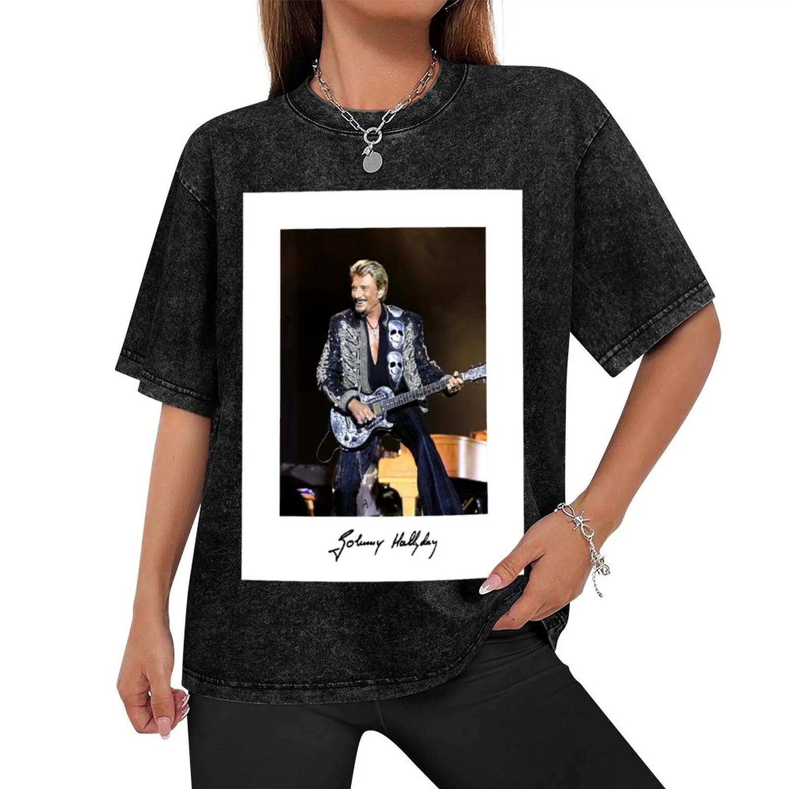 Johnny Hallyday - Portrait couleur classique T-Shirt funny shirt cotton anime t shirts shirts men graphic