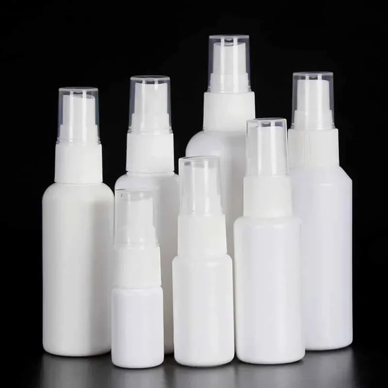 Refillable Bottles 20Pcs 10/20/30/50/60/100/200ml White Spray Bottles Plastic Perfume Atomizer Protable Travel Empty Containers