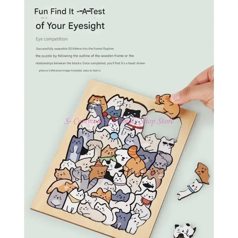 85AE Wooden Animal Puzzle 50Pieces Puzzle for Adult Kids Creative Play Stress