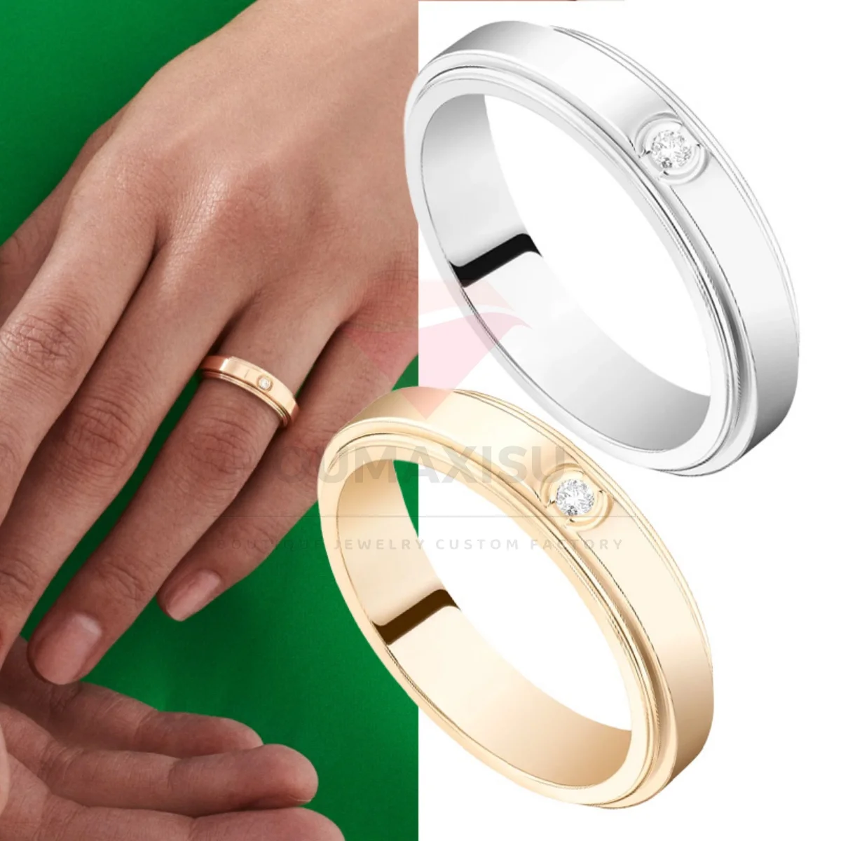 

Noble and Elegant S925 Round Zircon Ring for Men and Women, Party, Workplace Fashion, Versatile Jewelry - Couple Gift