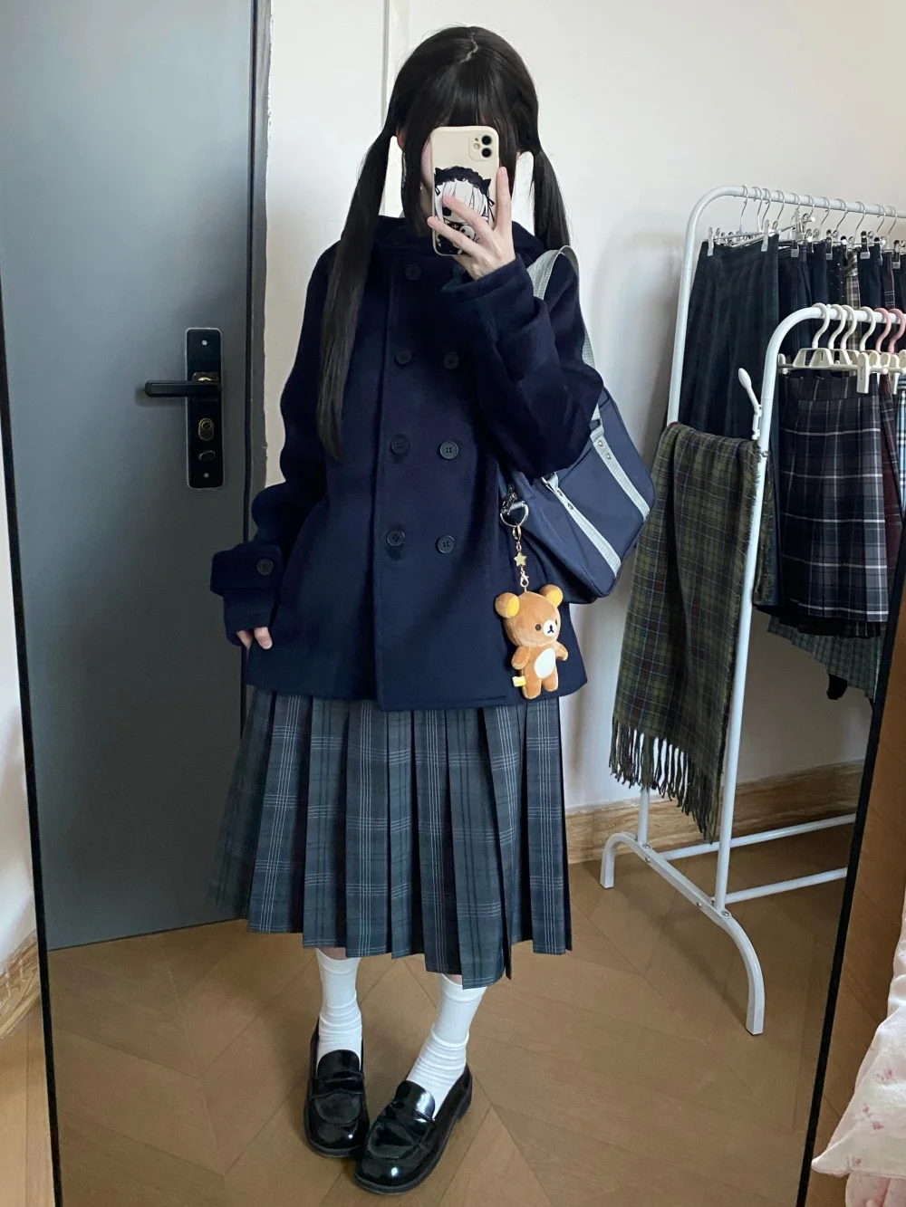 Mystery Rabbit Girl Original Yuzuru Academy Japanese Style JK Double Button Autumn Winter School Uniform Woolen Coat Jacket