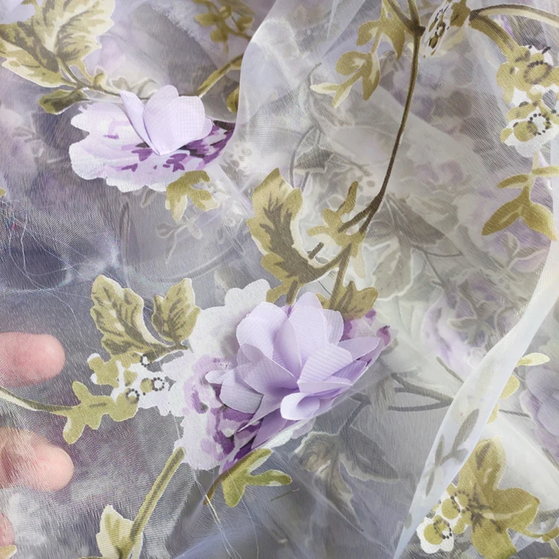 1 Meter X 1,35 Meter 3D Applikation Blumen-Spitzenstoff für Brautkleider Organza Burnout – Detail 11