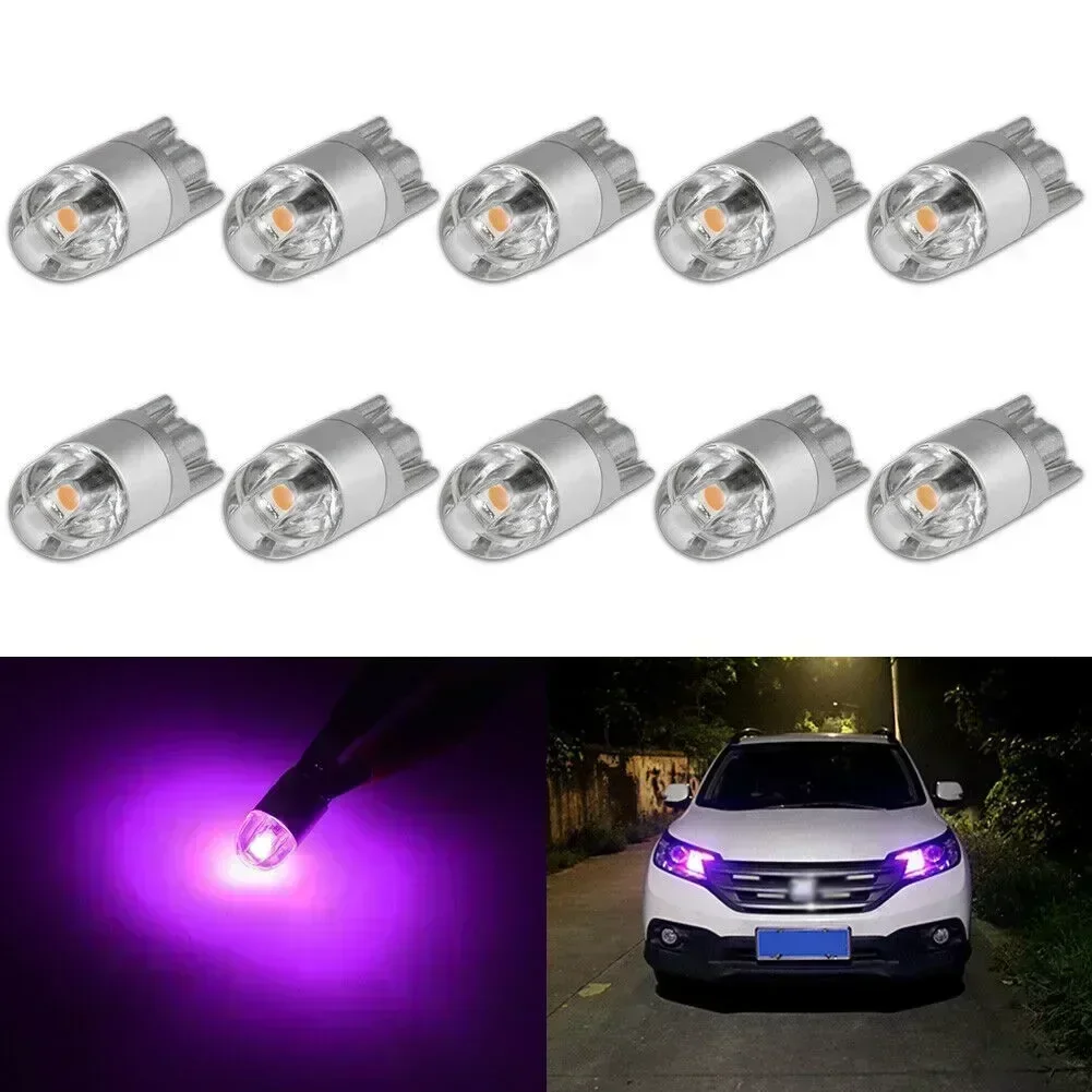 

10X New W5W LED Canbus Car Lights COB Glass Interior Parts Bulbs 6000K Purple Auto License Plate Lamp Dome Read Light