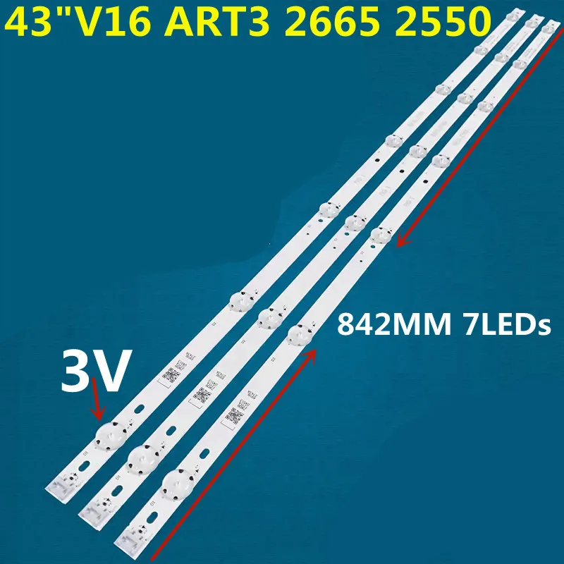 Bande de rétroéclairage LED, 7 lampes, 43 pouces, V16, ART3, 2665, 2550, FHD 1, 6916L-2665A, 2550A, 43LW340C, 43LH630V, 43LH7500, LC430DUE, FJ figuré Dallas, nouveau