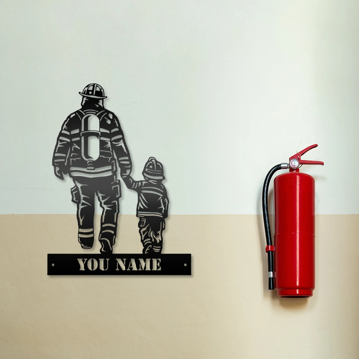 

1pc cool Firefighter with boy Personalized Text Iron Wall Signs Tin Wall Plaque For Kids Rooms Diy Home Decoration