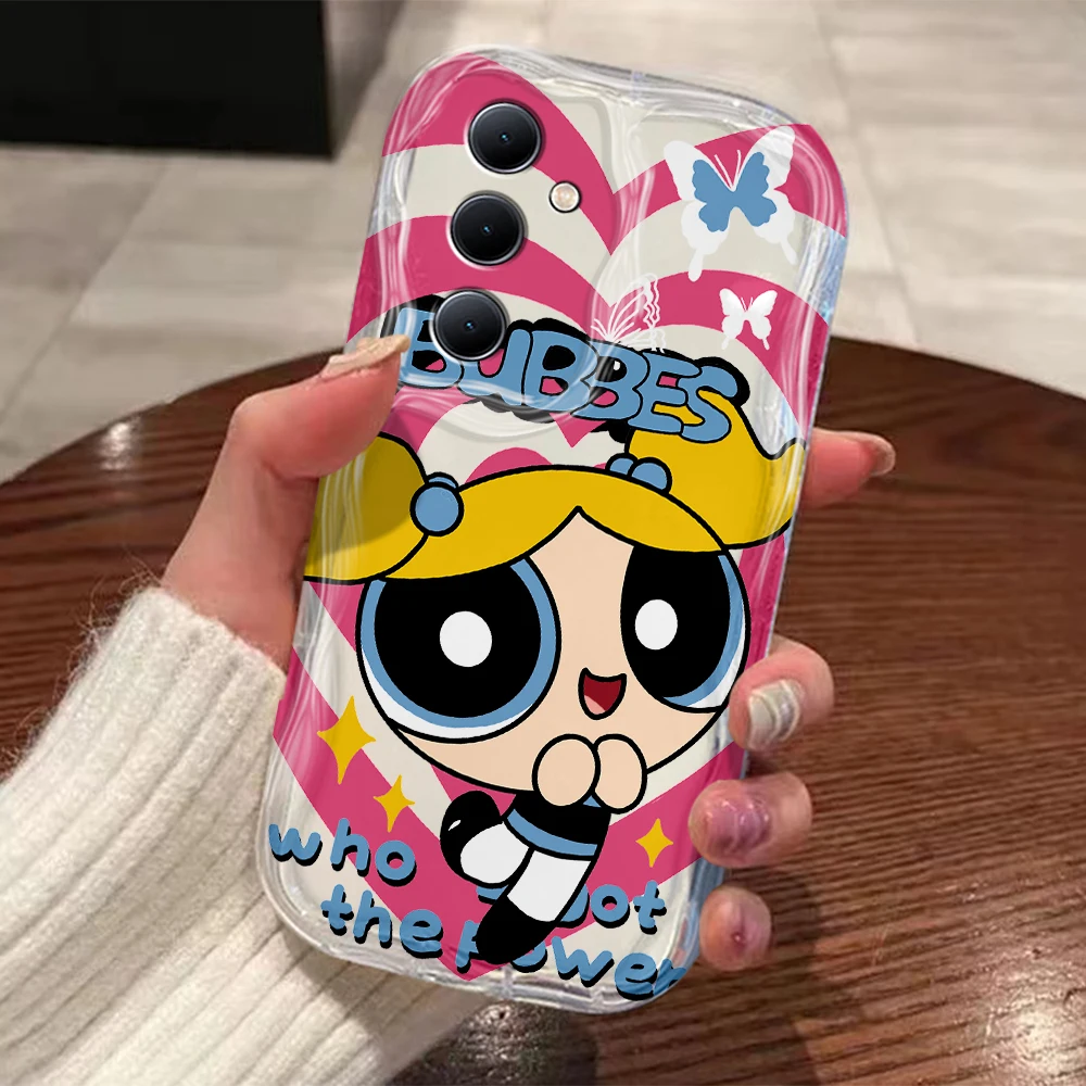 Cute The Powerpuffs Girls 3D Wave Phone Case For OPPO Reno 11 F 8 T 7 Z 6 5 4 Pro F23 F11 F9 4G 5G Soft Silicone Back Cover