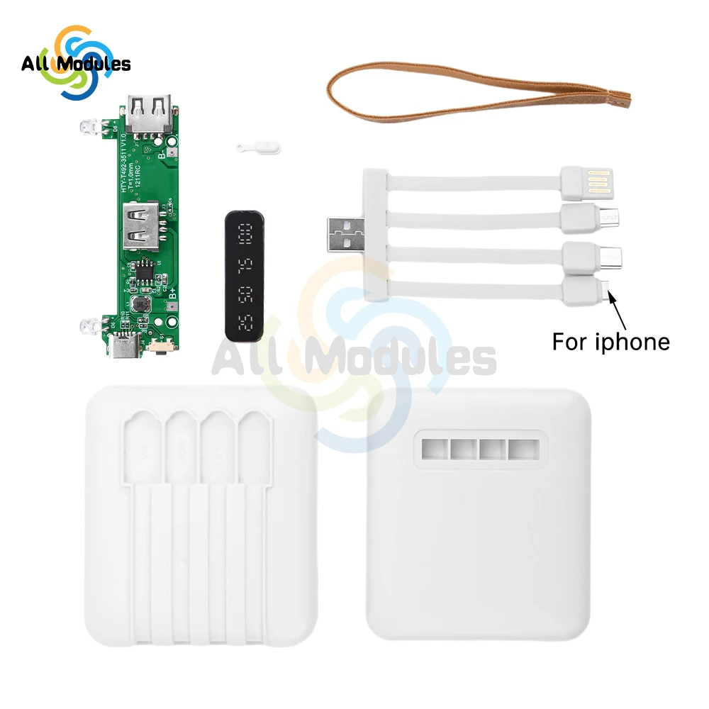 Power Bank Case Kit Self-wired Detachable 4-wire 3*18650 Battery Mobile Power Kits DIY Charging Treasure Kit With LED Light