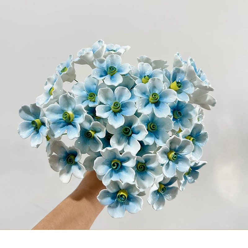 5 Stück Ländliche Wildblumen Keramik-Simulationsblumen Hochtemperaturbeständige Handgefertigte Ewige Blumen Dekorationen Kreative Geschenke für Zuhause – Detail 1