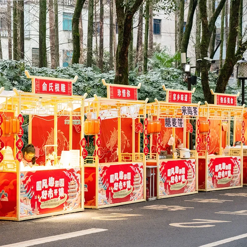 For Night Market Food Snack Stand Temple Fair Awning Display Stall Portable Folding Vendor Booth Outdoor Shopping Mall