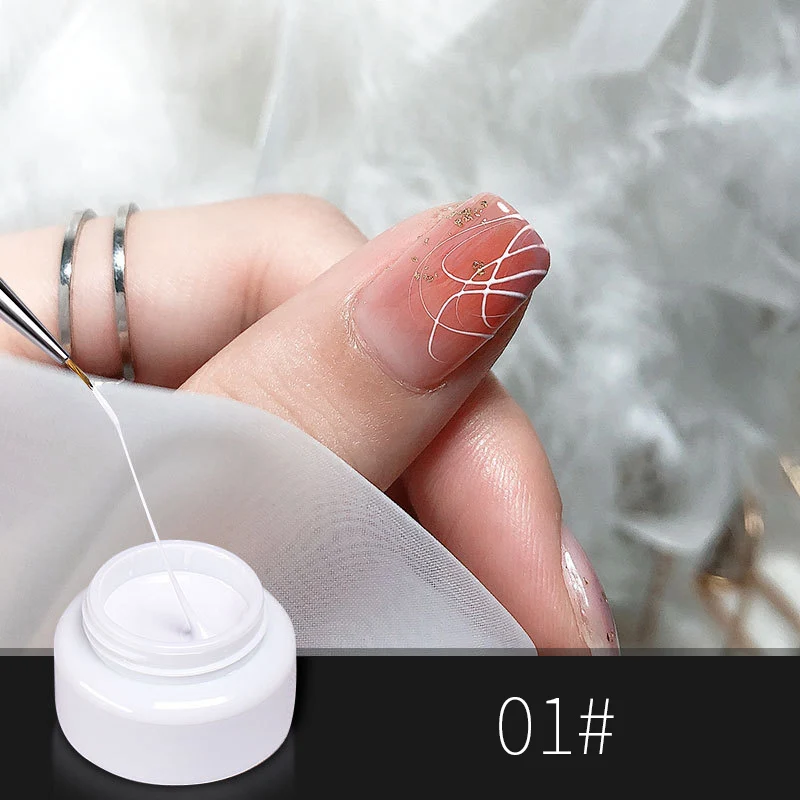 Colori 20g Nail Art Stretch dipinto colla spazzolata colla ragno forniture per Nail Art bianco nero oro TSLM1