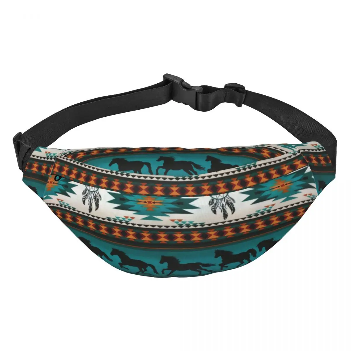 

Custom Navajo Aztec Tribal Horse Pattern Fanny Pack for Women Men Fashion Sling Crossbody Waist Bag Traveling Phone Money Pouch