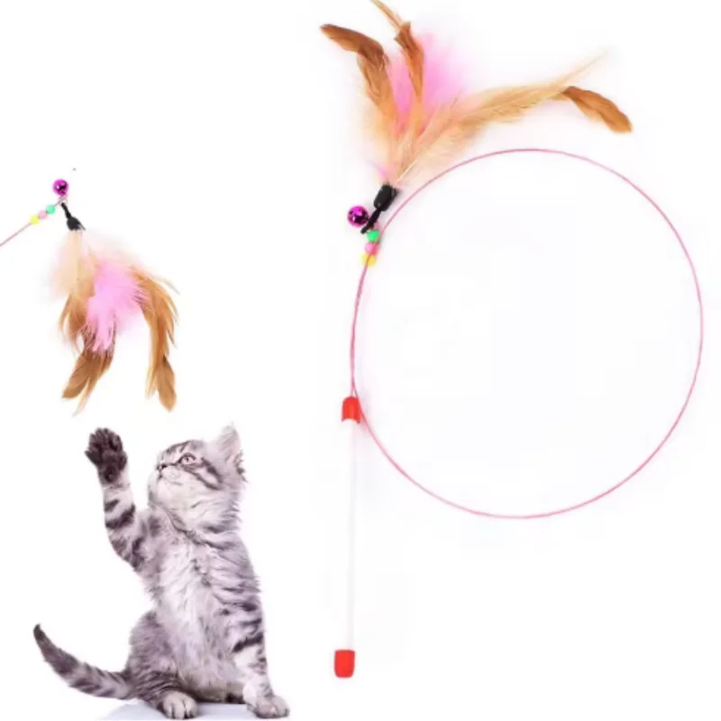 1 Stück Metall-Draht Katzenspielzeug mit Feder und Glocke - Interaktive Katzenangel für Katzenunterhaltung, Top Katzenspielzeug-Zubehör – Detail 3