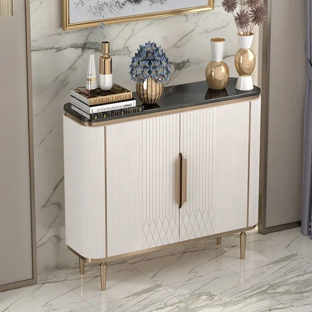 

Light Luxury Living Room Cabinets Modern Simple Furniture Corridor Cabinet End Marble Tabletop Against Wall Decoration Cabinet