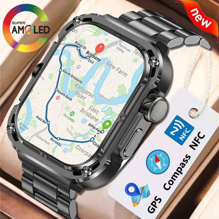 LIGE GPS Tracker Sport Smart Watch da uomo 2.1 "Schermo Ultra HD 460mAH Batteria di grandi dimensioni NFC Orologio Bussola Nuovo Smartwatch esterno 2024