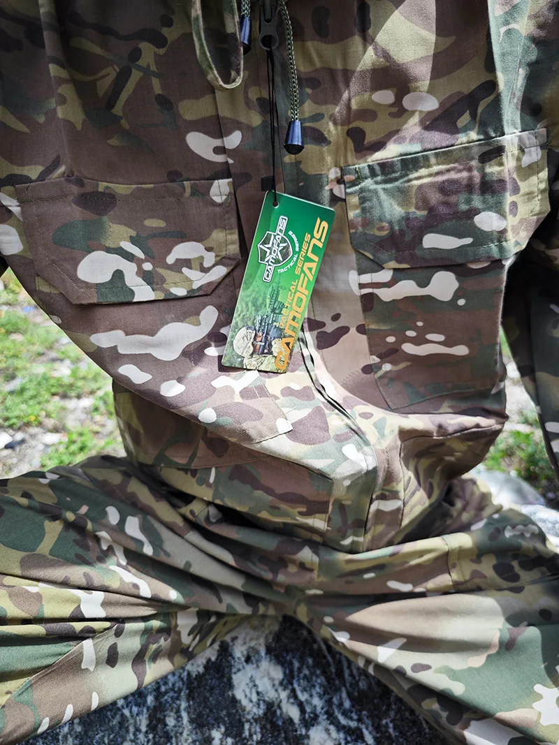 Militärisches Tarnuniform-Set, atmungsaktiver Sommer-Trainingsanzug, Outdoor-Mehrzweck-Taktische Arbeitskleidung, komplette Overalls – Detail 14