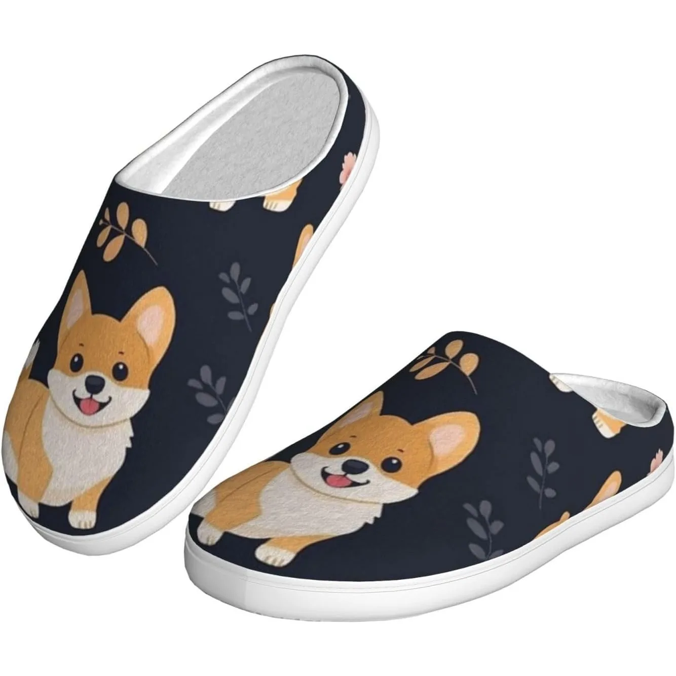 

Kawaii Smiling Corgi Women’s Cozy Slippers Soft Cotton Indoor & Outdoor House Slippers With Anti-Slip Sole