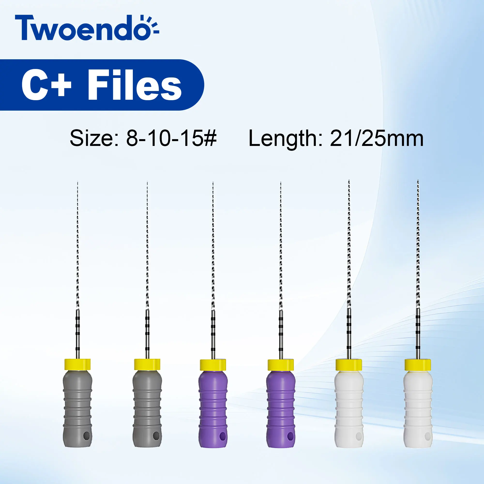 1 Box Twoendo Dental Hand Use C+ Files Stainless Steel Endo Root Canal 25mm #6 #8 #10 Endodontics Files Dental Instrument