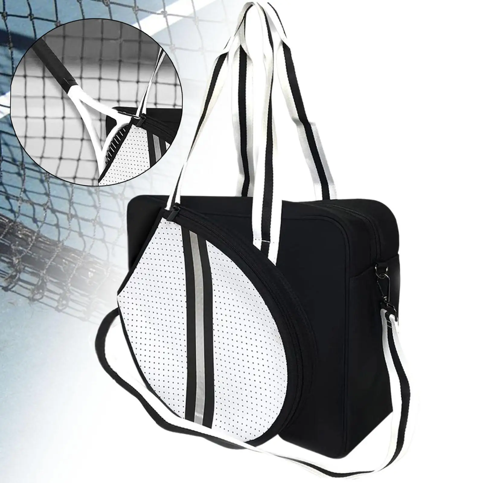 Tennis Bag Sport Handbag with Strap Multifunctional Professional Zipper Closure Waterproof Racquet Carry Bag Tote Badminton Bag