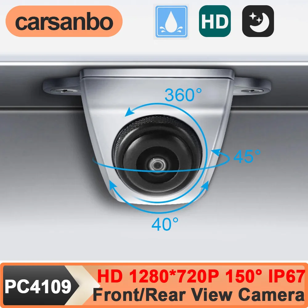 

Carsanbo Reverse Backup Camera HD 720P 150 Degree with Ruler Line Angle Adjustable Waterproof Night Vision Car Rear View Camera