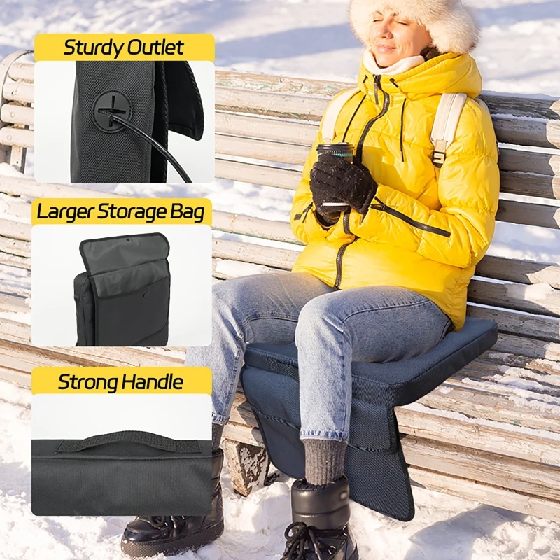 

Подушка сиденья с USB-подогревом, 5, настройки тепла, складная подушка для стадиона, кемпинга, зимней рыбалки, охоты, активного отдыха, офиса