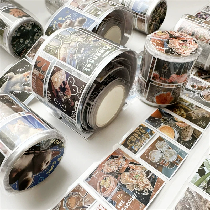 Vintage Kreatif HolidayTravel Seri WashiTape Retro Makanan Lanskap Dekorasi Tape DIY Klip Pasta Stiker Tag Perlengkapan Sekolah ﻿